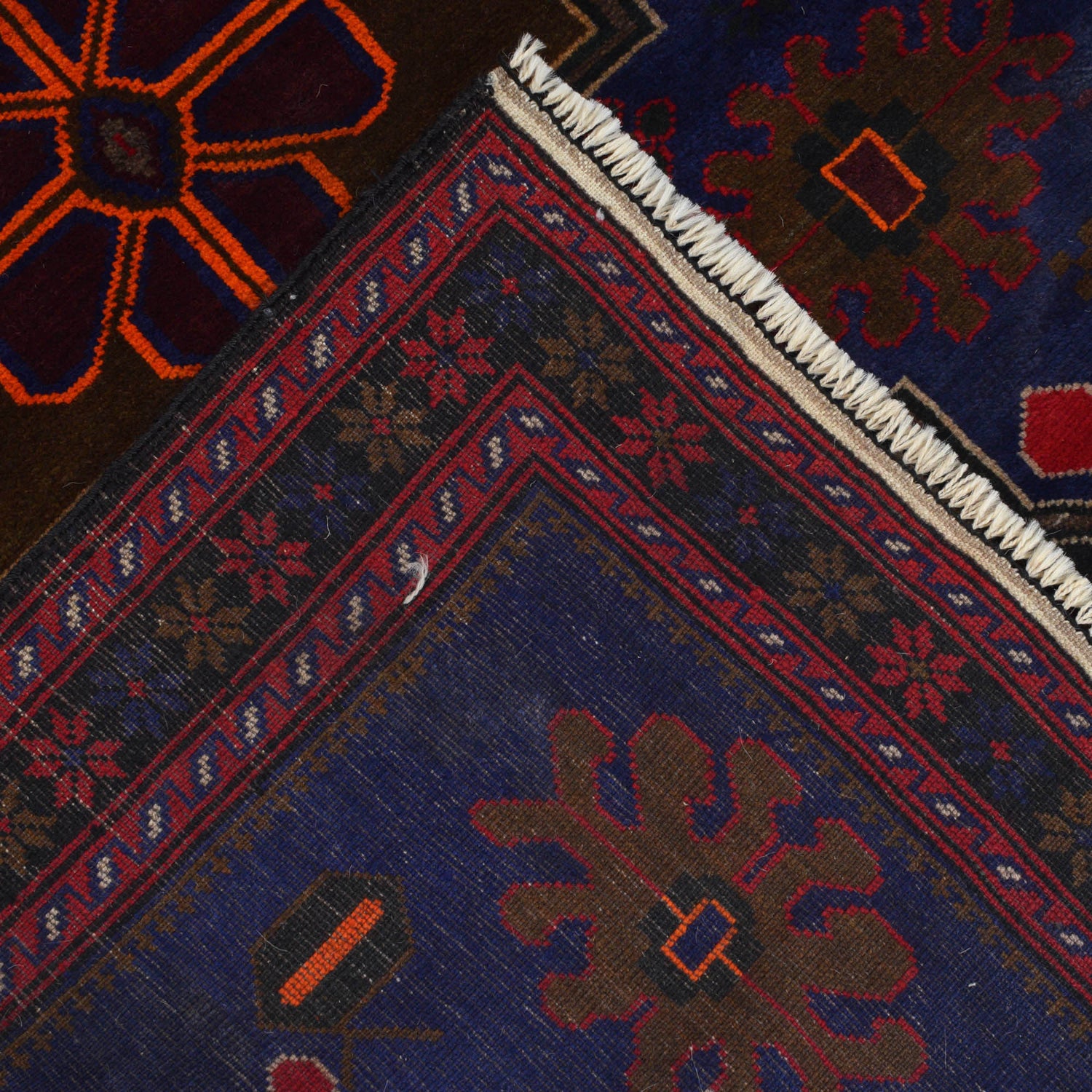 Baluchi Rug Handmade Blue Geometric 4x6 ft