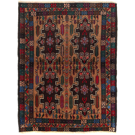 Baluchi Rug Handmade Multi Geometric 2x4 ft