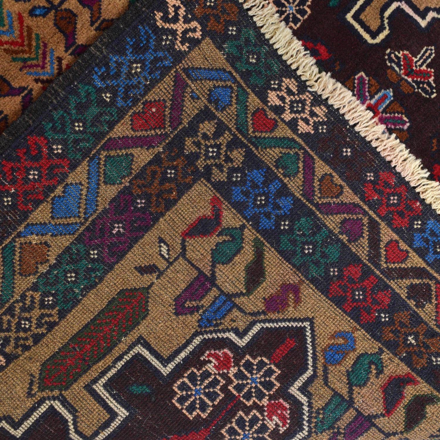 Baluchi Rug Handmade Multi Geometric 2x4 ft