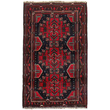 Baluchi Rug Handmade Multi Geometric 4x6 ft