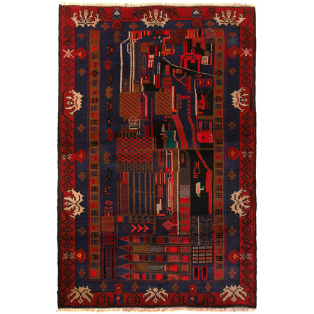 Pictorial Rug Handmade Multi Design