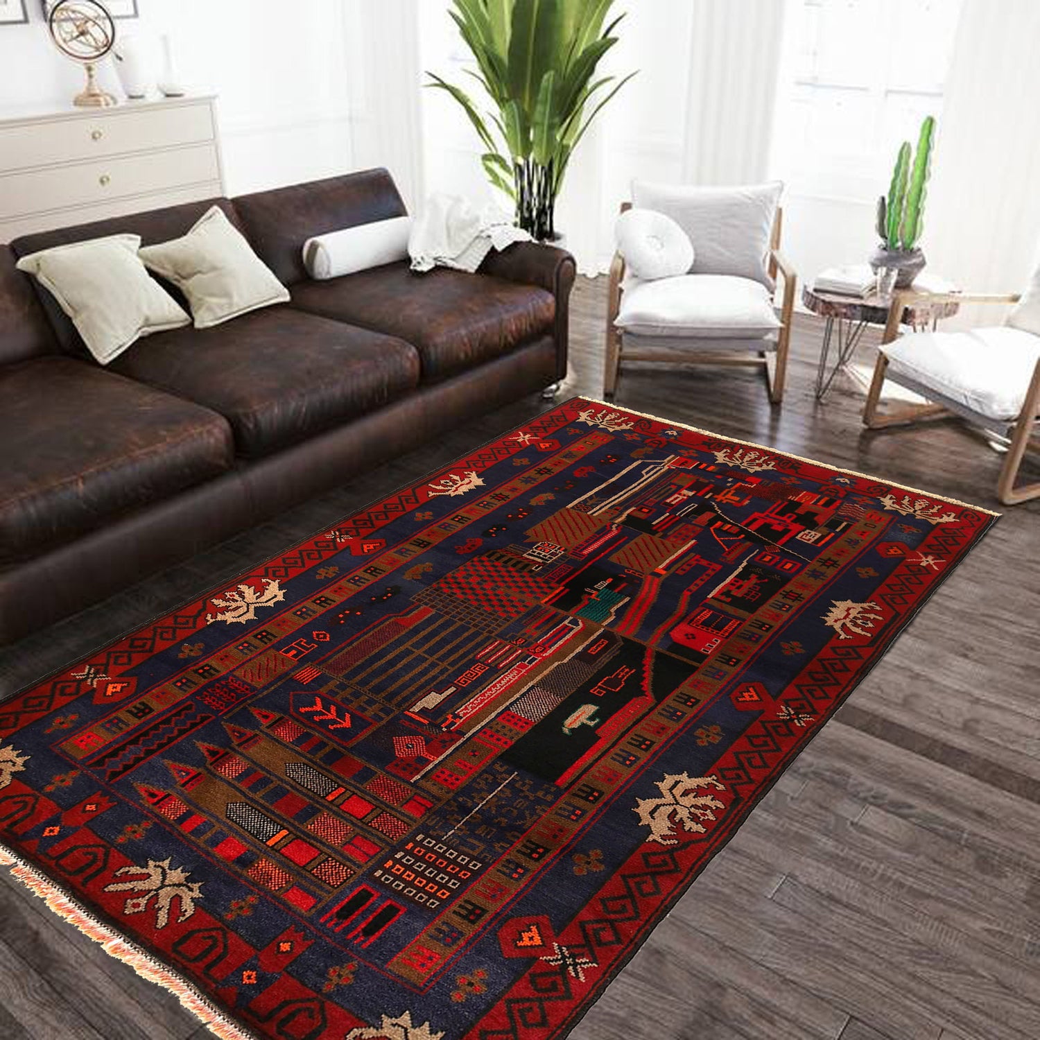 Pictorial Rug Handmade Multi Design