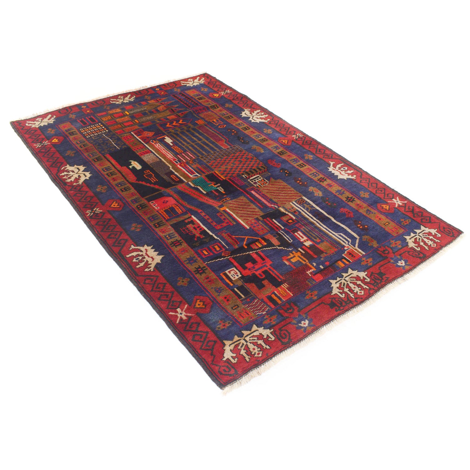 Pictorial Rug Handmade Multi Design