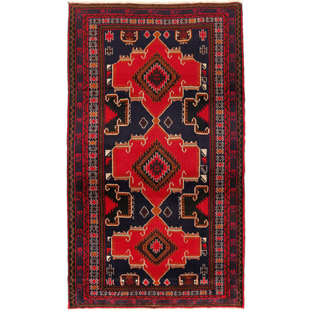 Baluchi Rug Handmade Multi Geometric 4x7 ft