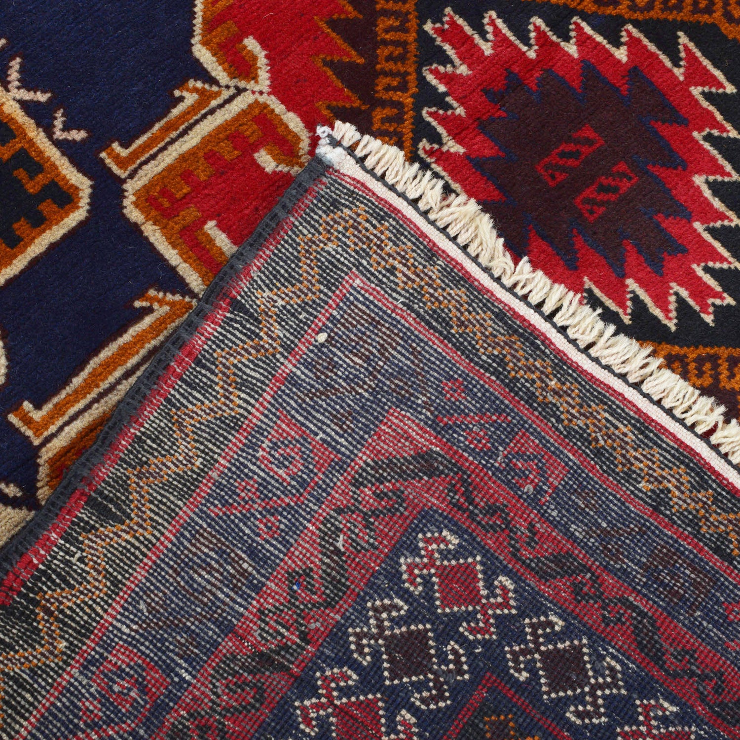 Baluchi Rug Handmade Multi Geometric 4x7 ft