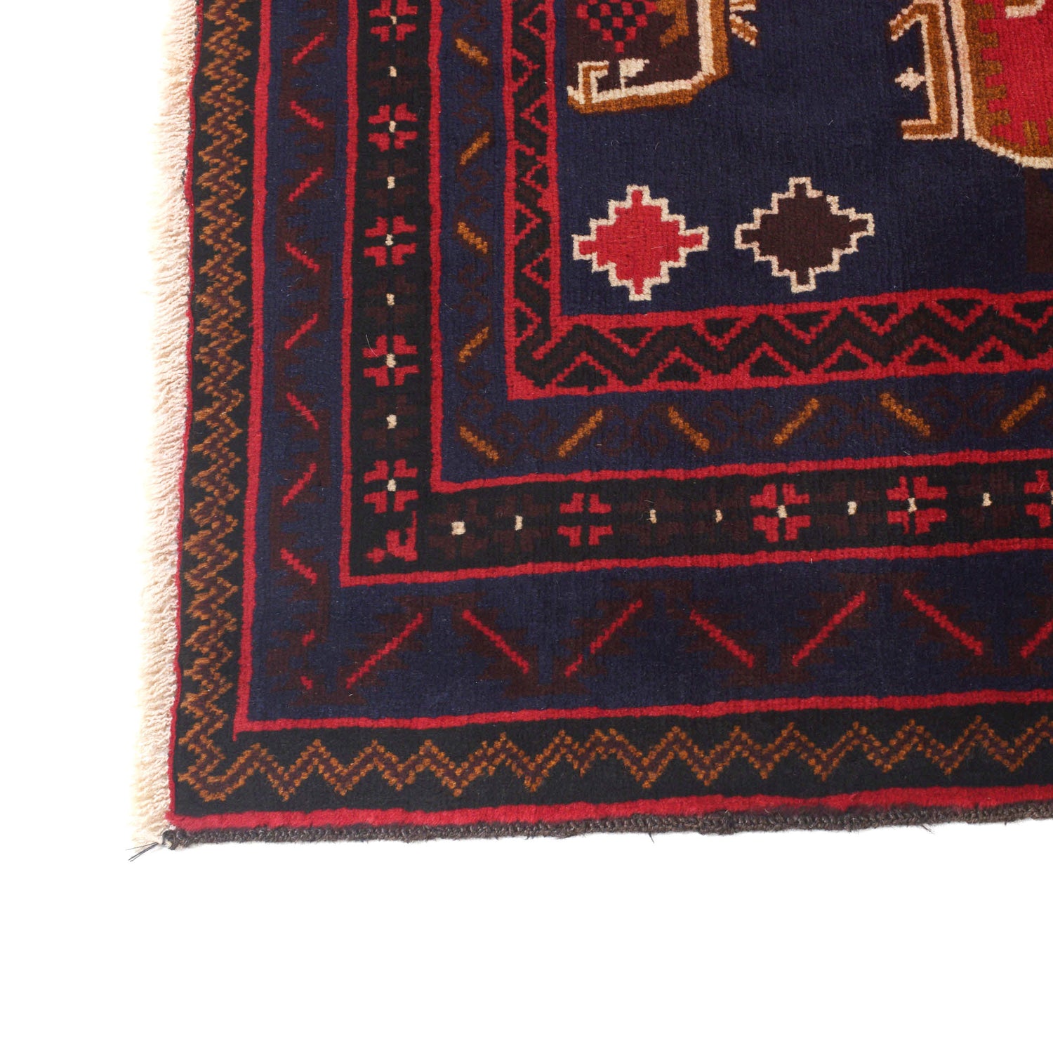 Baluchi Rug Handmade Red Geometric 4x7 ft