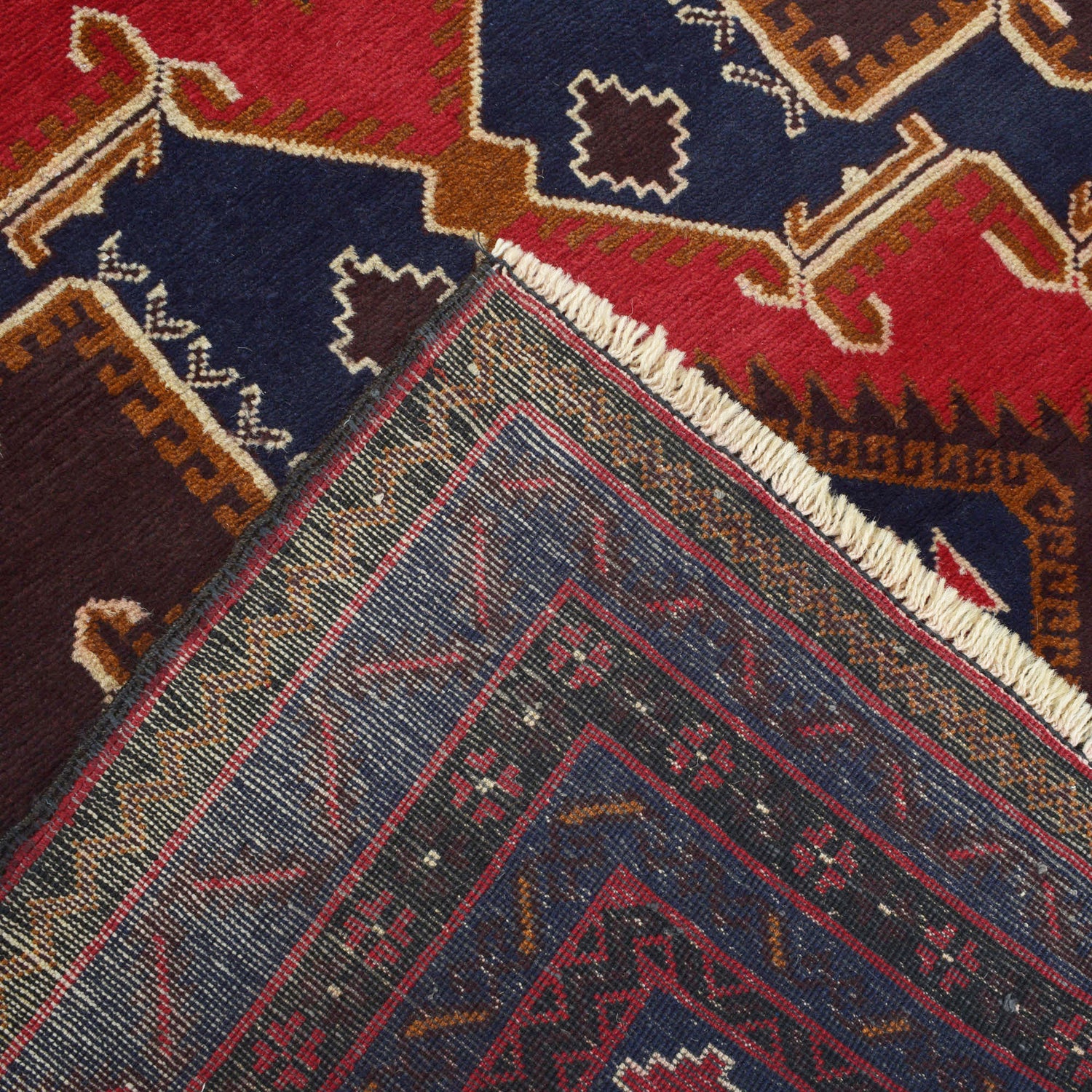 Baluchi Rug Handmade Red Geometric 4x7 ft