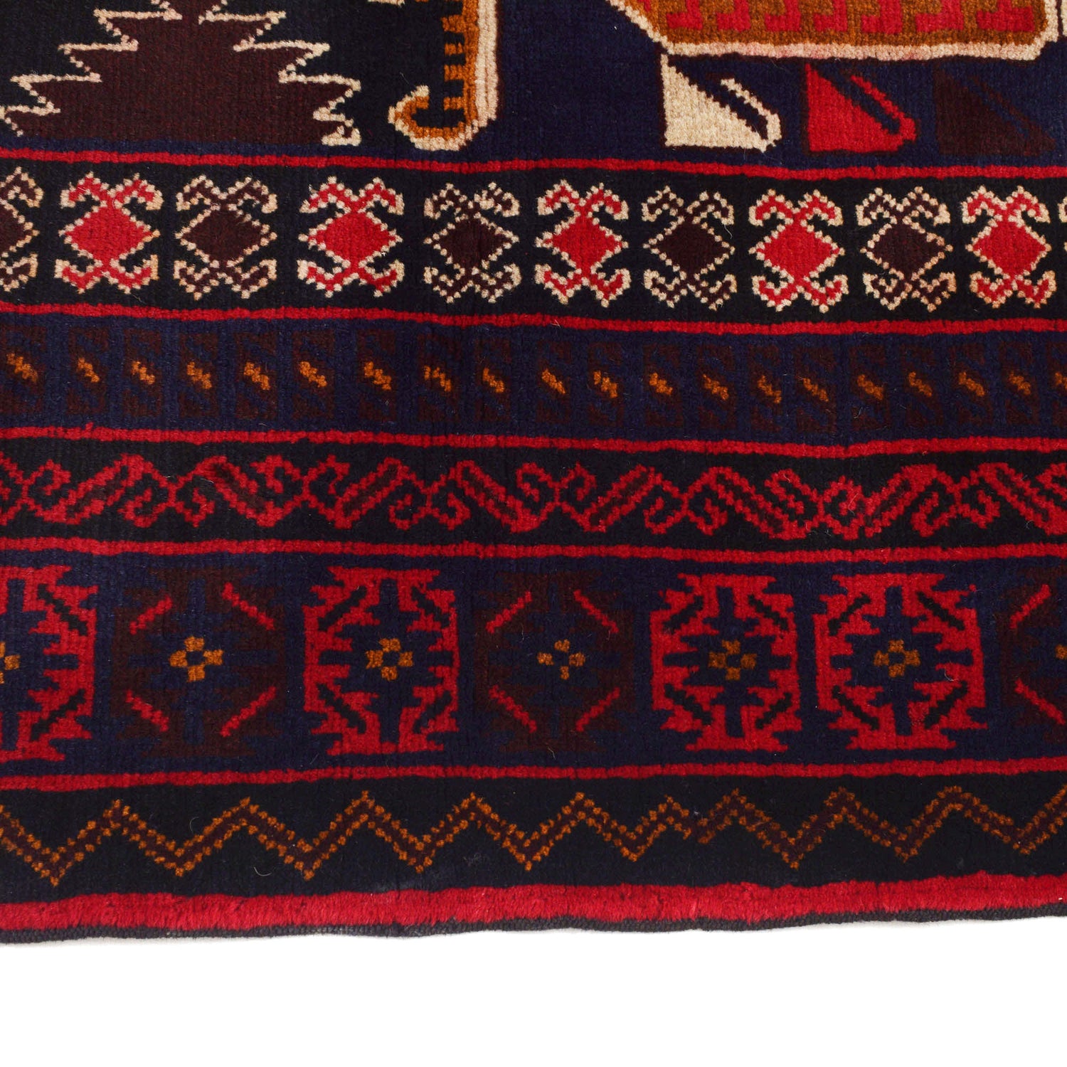 Baluchi Rug Handmade Multi Geometric 4x7 ft