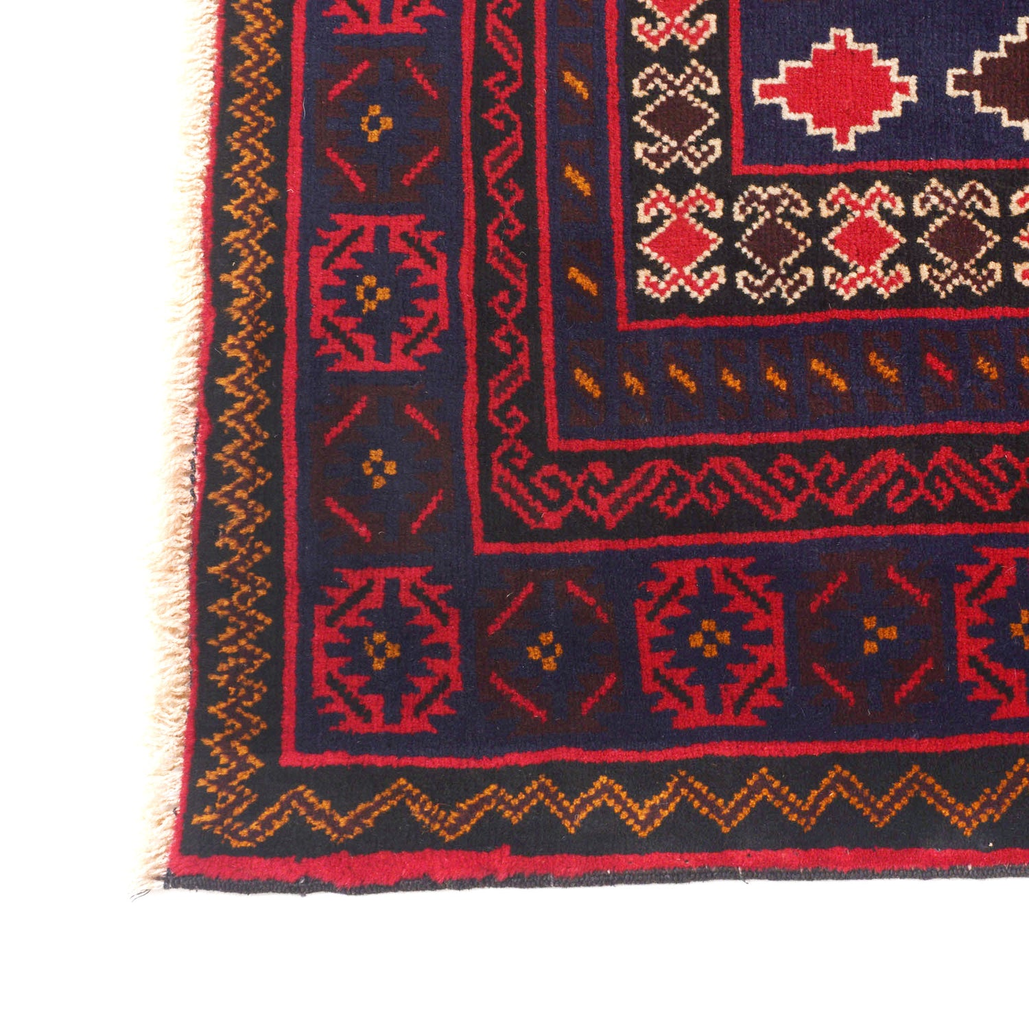 Baluchi Rug Handmade Multi Geometric 4x7 ft