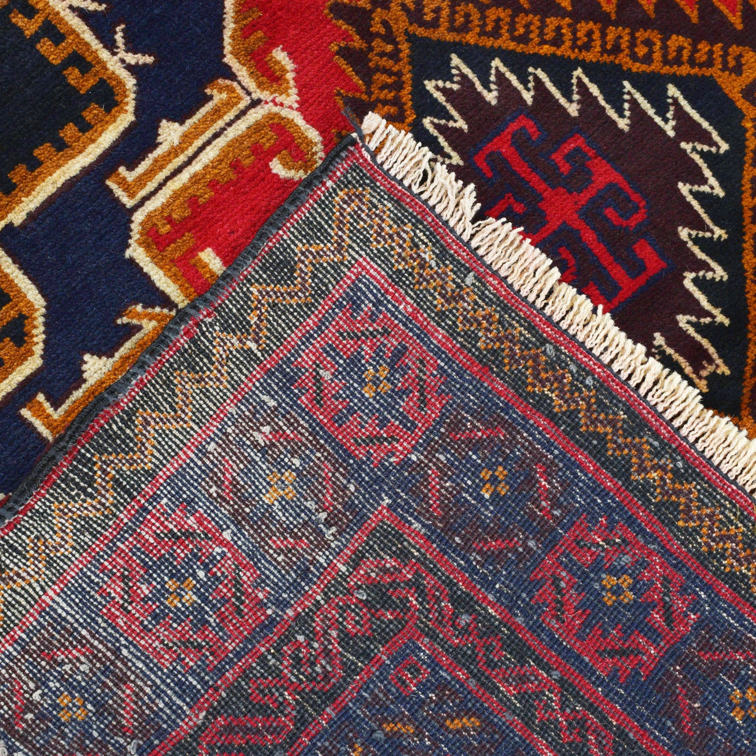 Baluchi Rug Handmade Multi Geometric 4x7 ft