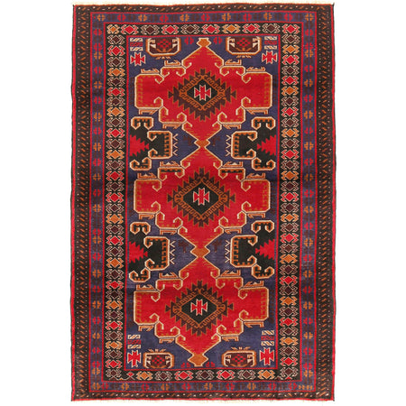 Baluchi Rug Handmade Multi Geometric 4x6 ft