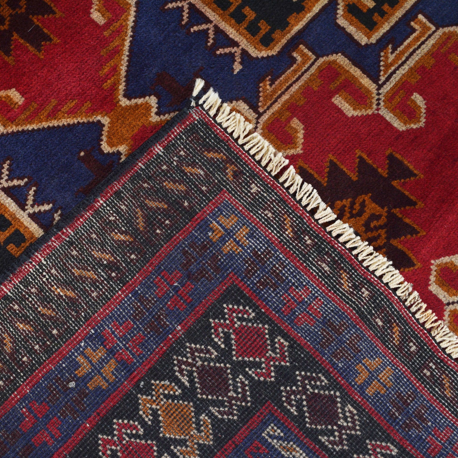 Baluchi Rug Handmade Multi Geometric 4x6 ft