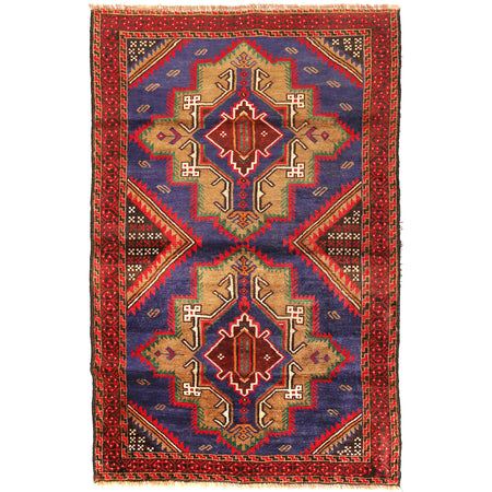 Baluchi Rug Handmade Multi Geometric 4x6 ft