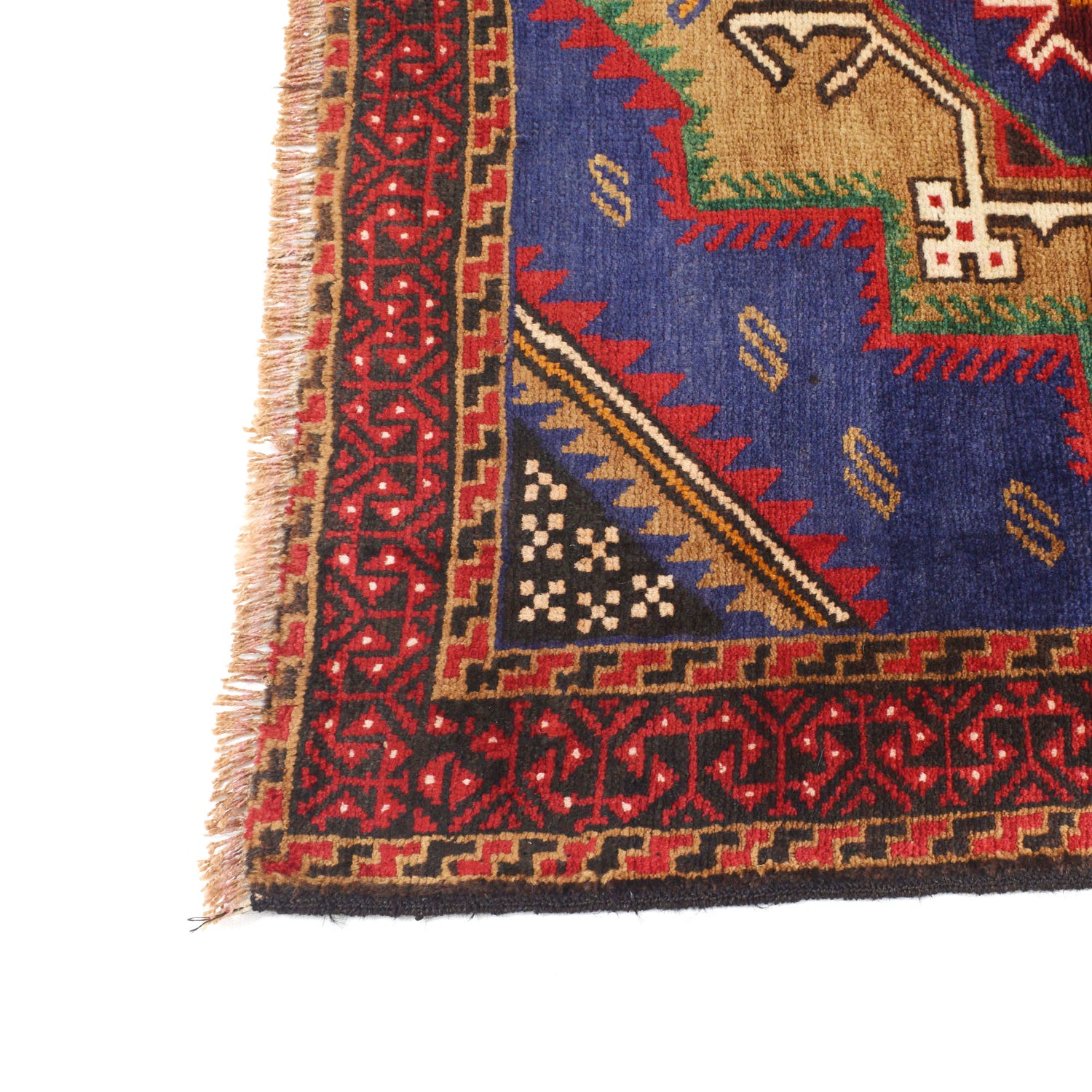 Baluchi Rug Handmade Multi Geometric 4x6 ft