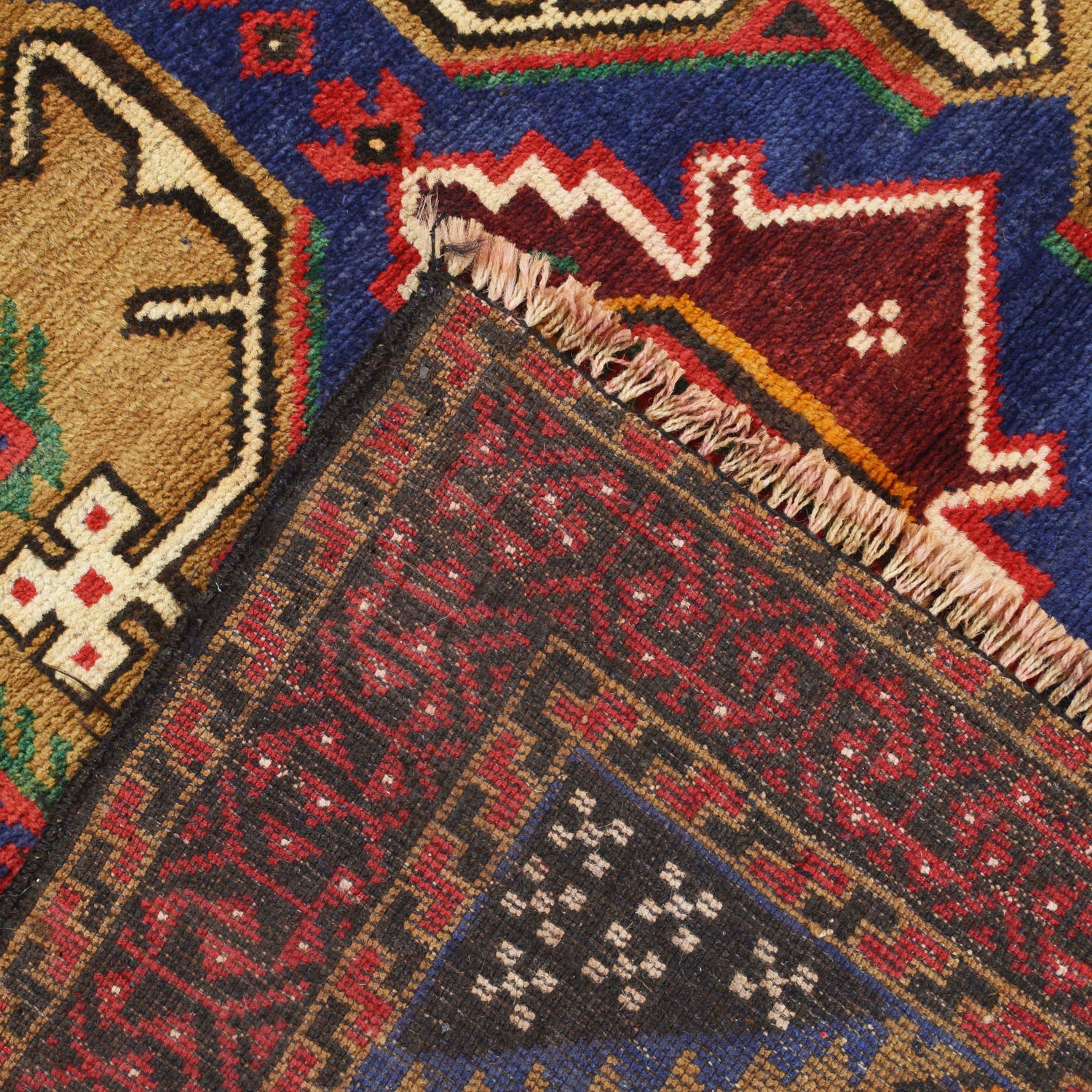 Baluchi Rug Handmade Multi Geometric 4x6 ft