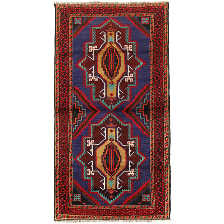 Baluchi Rug Handmade Multi Geometric 4x6 ft