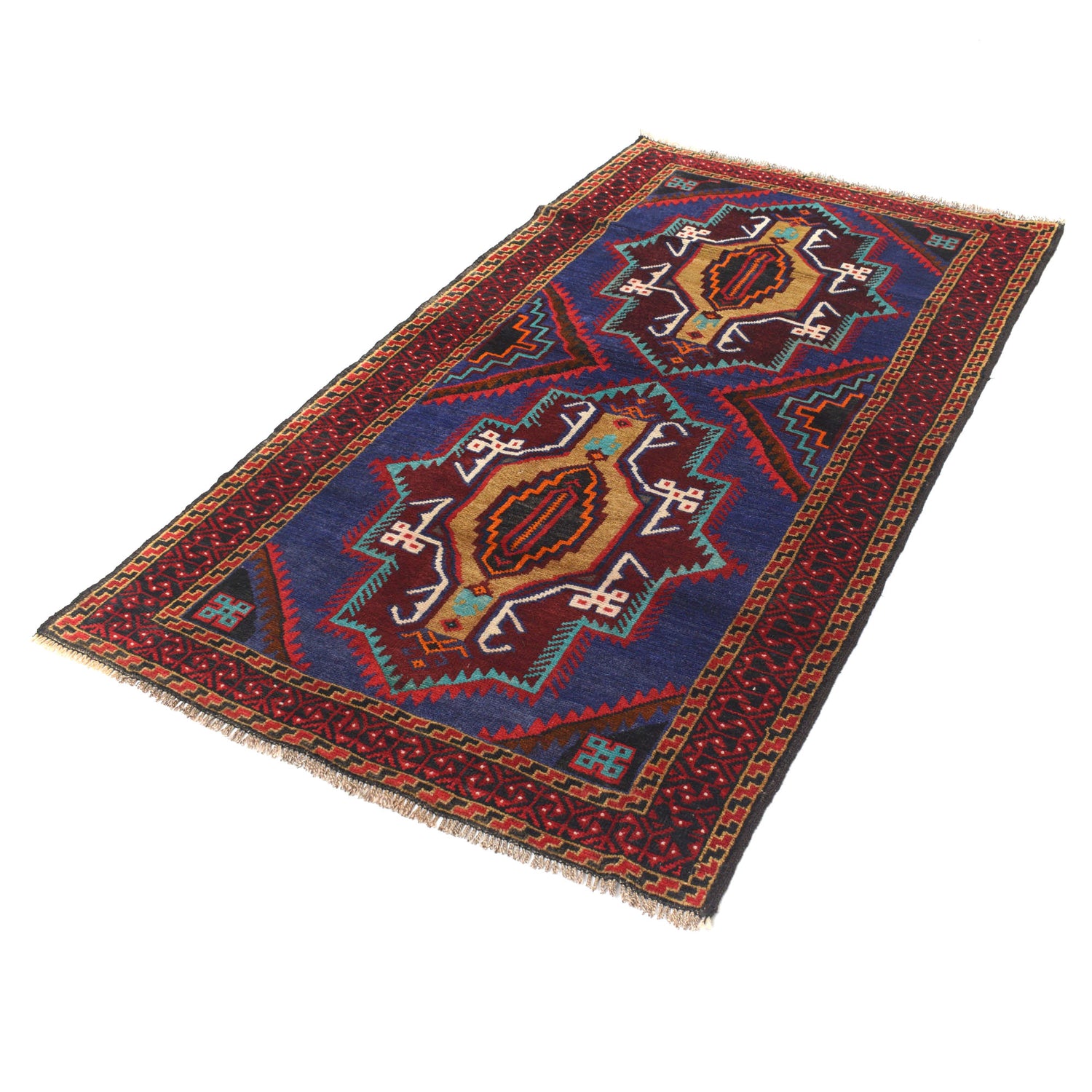 Baluchi Rug Handmade Multi Geometric 4x6 ft
