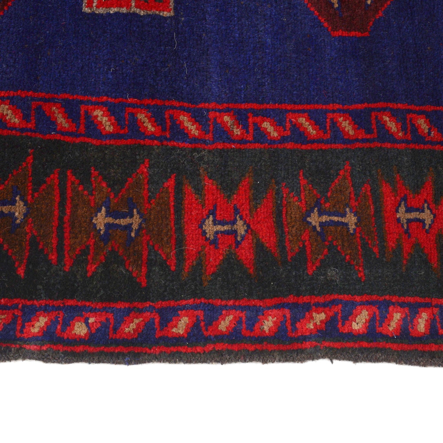 Baluchi Rug Handmade Blue Geometric 4x7 ft