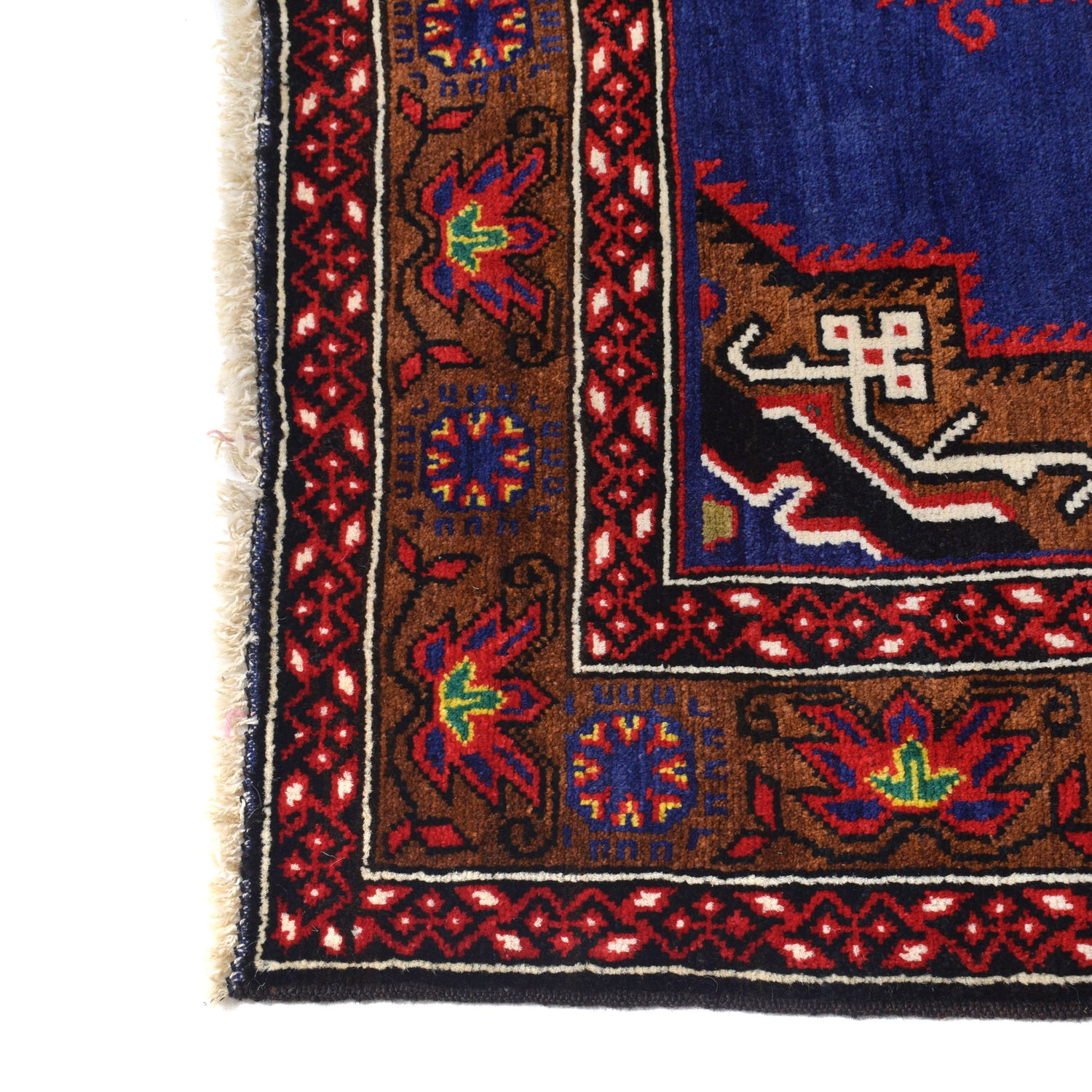 Baluchi Rug Handmade Blue Geometric 4x7 ft