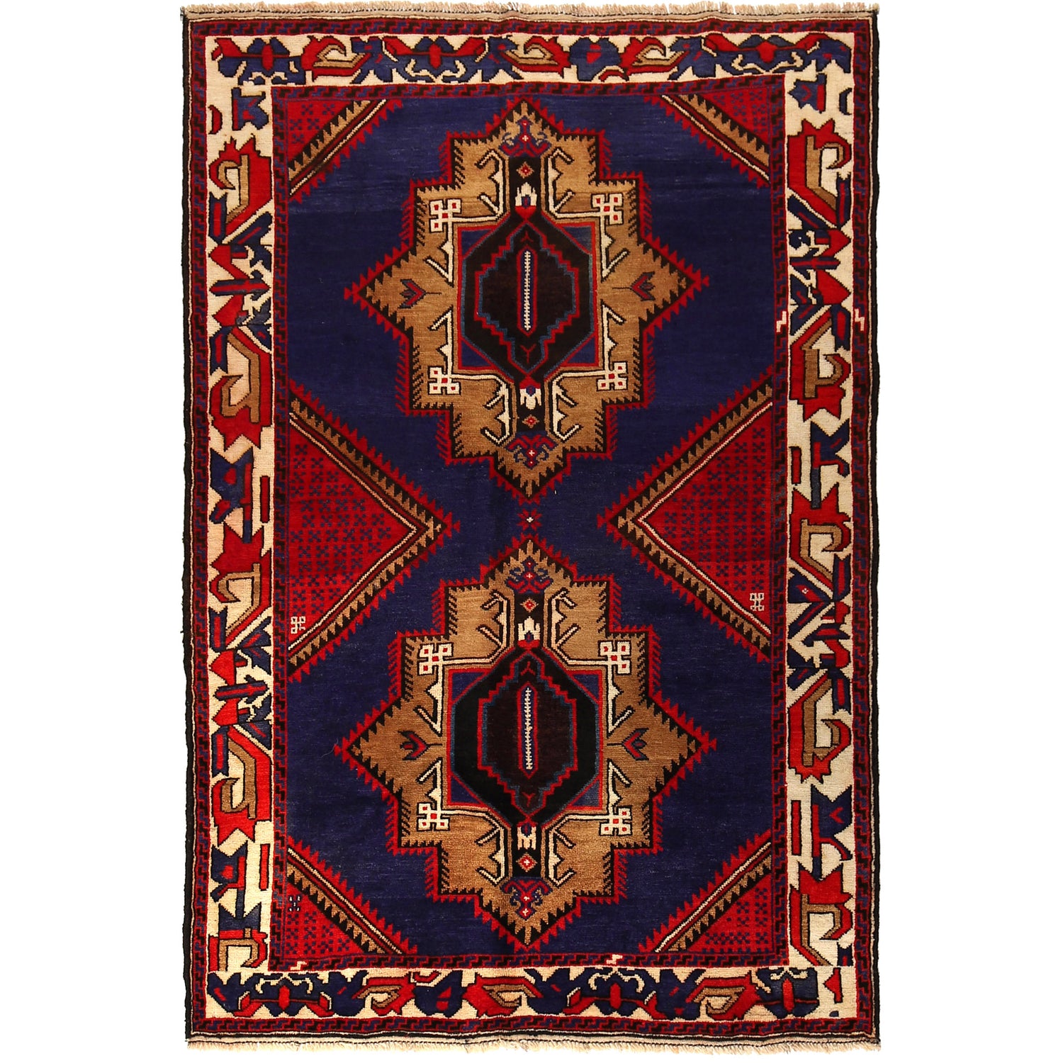 Baluchi Rug Handmade Multi Geometric 4x6 ft