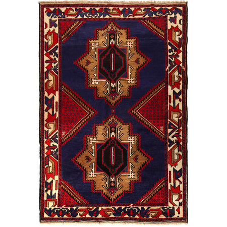 Baluchi Rug Handmade Multi Geometric 4x6 ft
