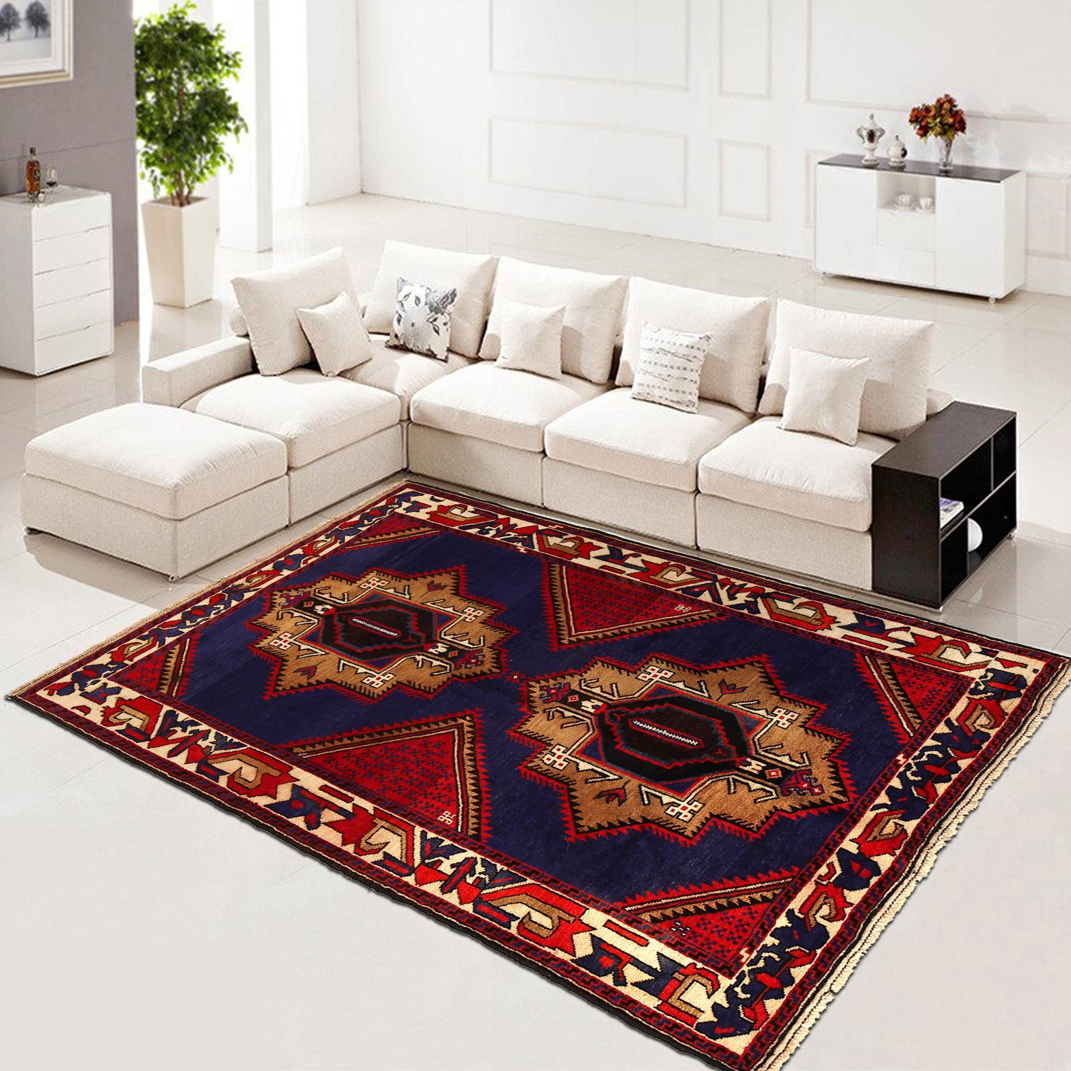 Baluchi Rug Handmade Multi Geometric 4x6 ft