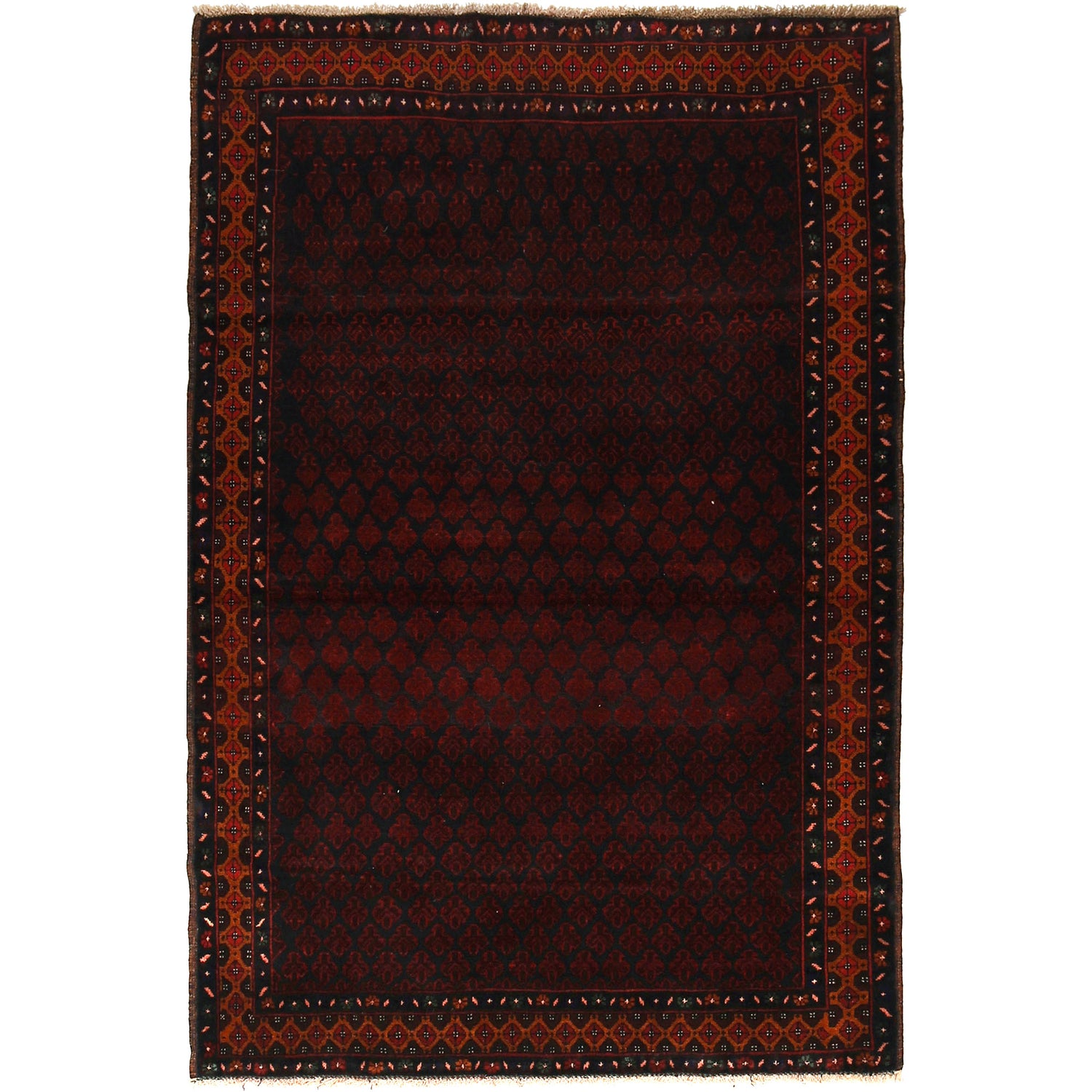 Baluchi Rug Handmade Multi Geometric 4x6 ft
