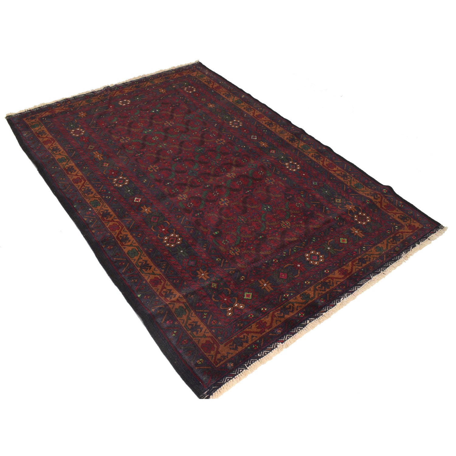 Baluchi Rug Handmade Multi Geometric 4x6 ft