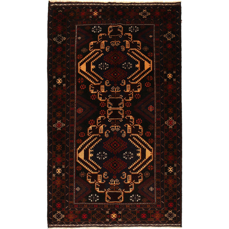 Baluchi Rug Handmade Multi Geometric 4x7 ft