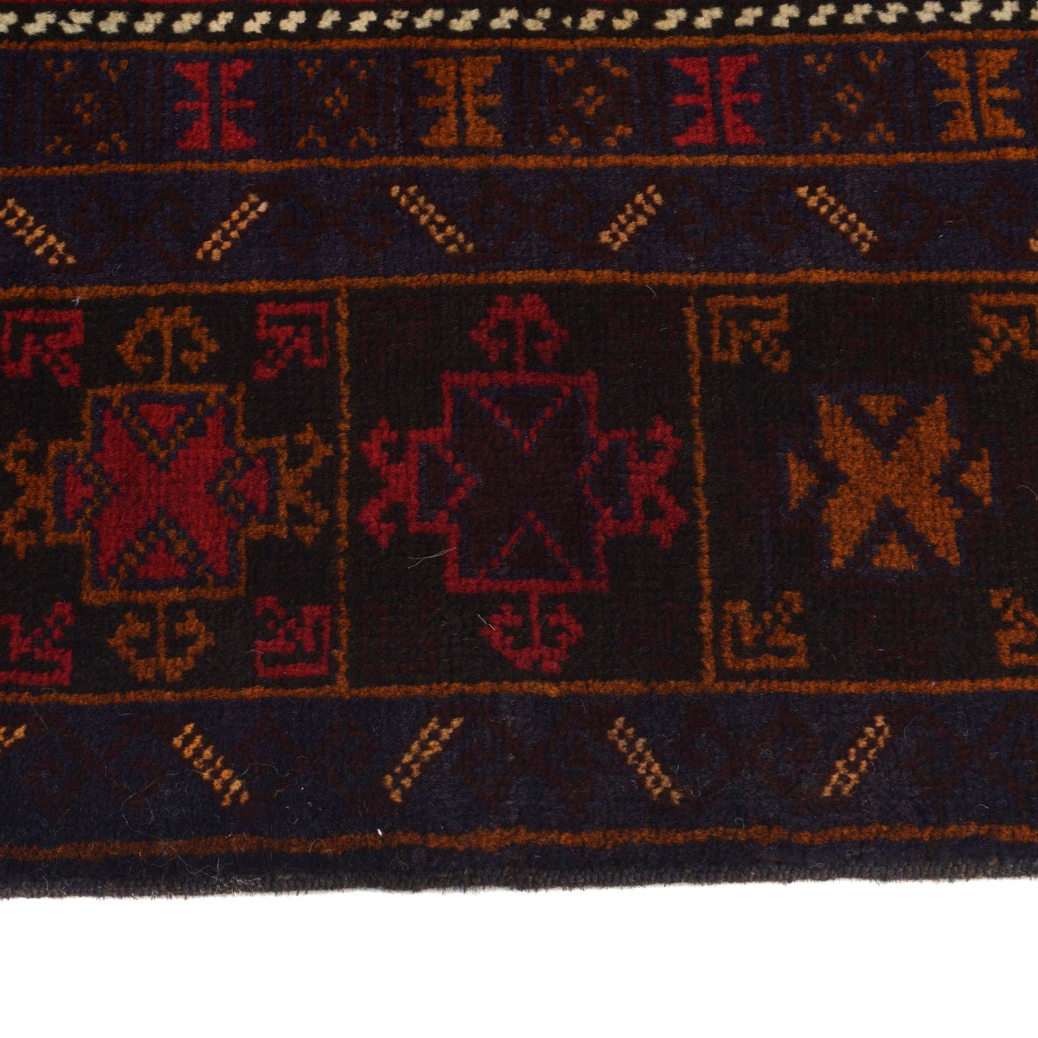Baluchi Rug Handmade Multi Geometric 4x7 ft