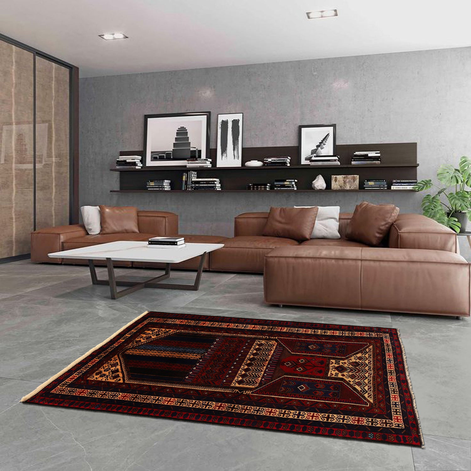 Baluchi Rug Handmade Multi Geometric 4x6 ft