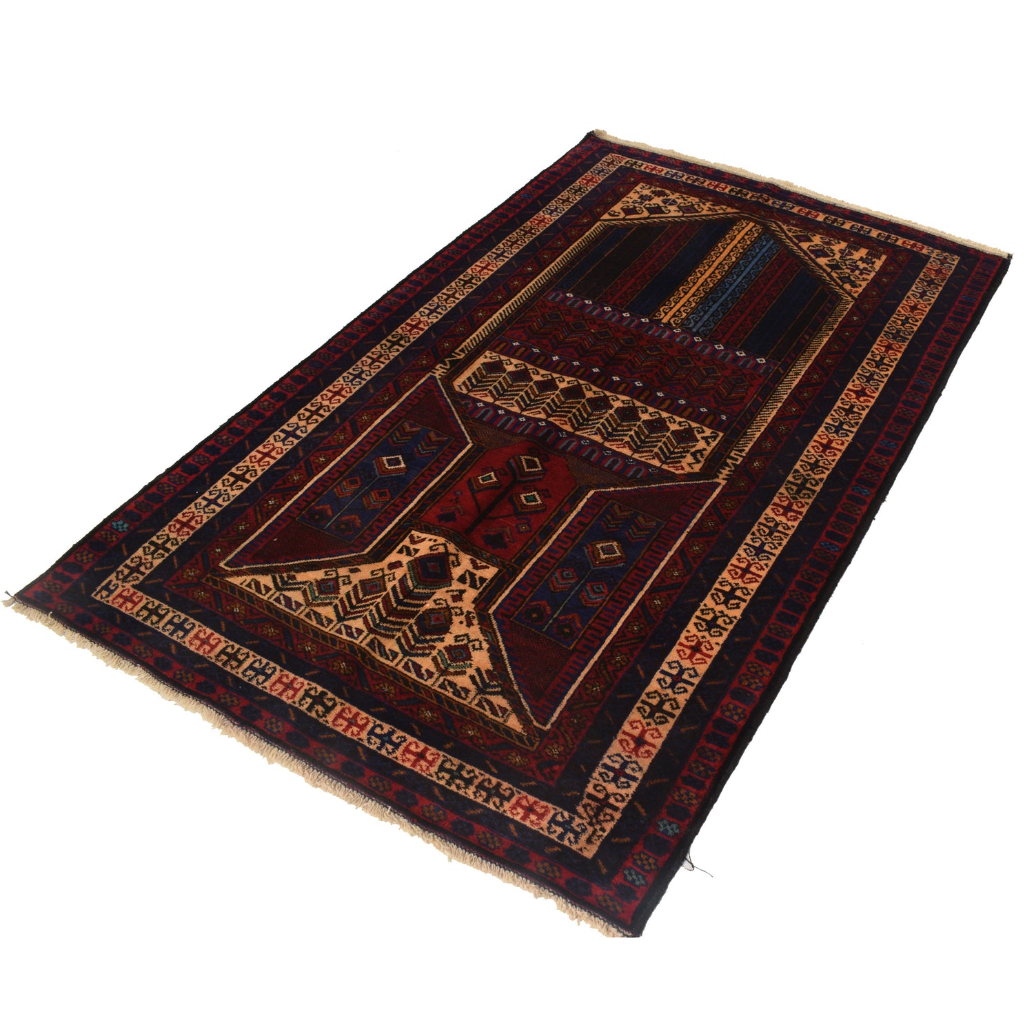 Baluchi Rug Handmade Multi Geometric 4x6 ft