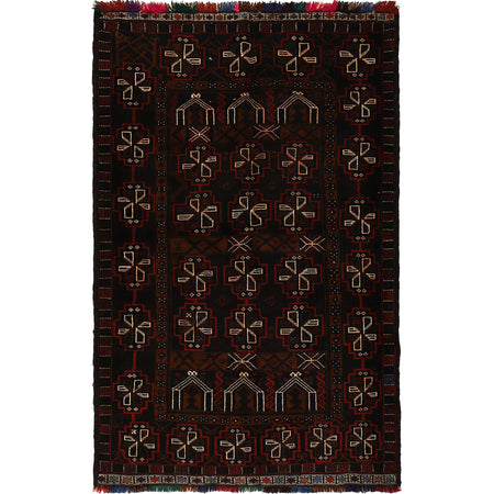 Baluchi Rug Handmade Multi Geometric 4x6 ft