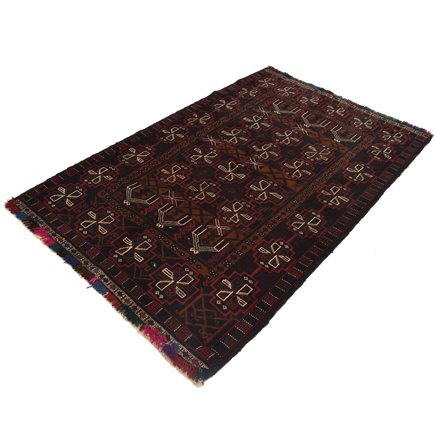Baluchi Rug Handmade Multi Geometric 4x6 ft