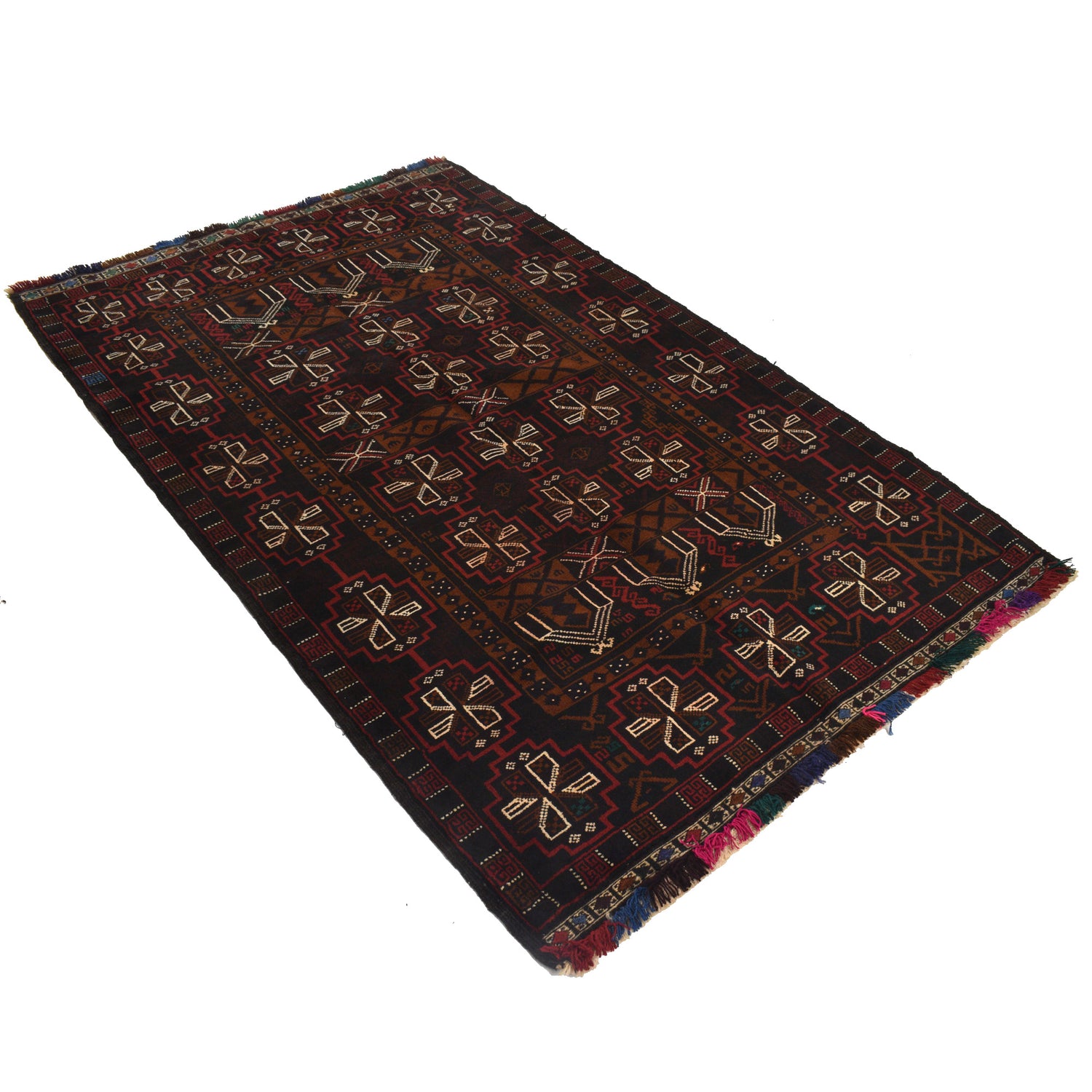 Baluchi Rug Handmade Multi Geometric 4x6 ft