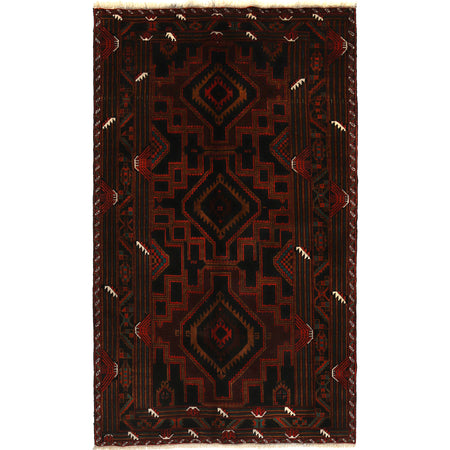 Baluchi Rug Handmade Multi Geometric 4x7 ft