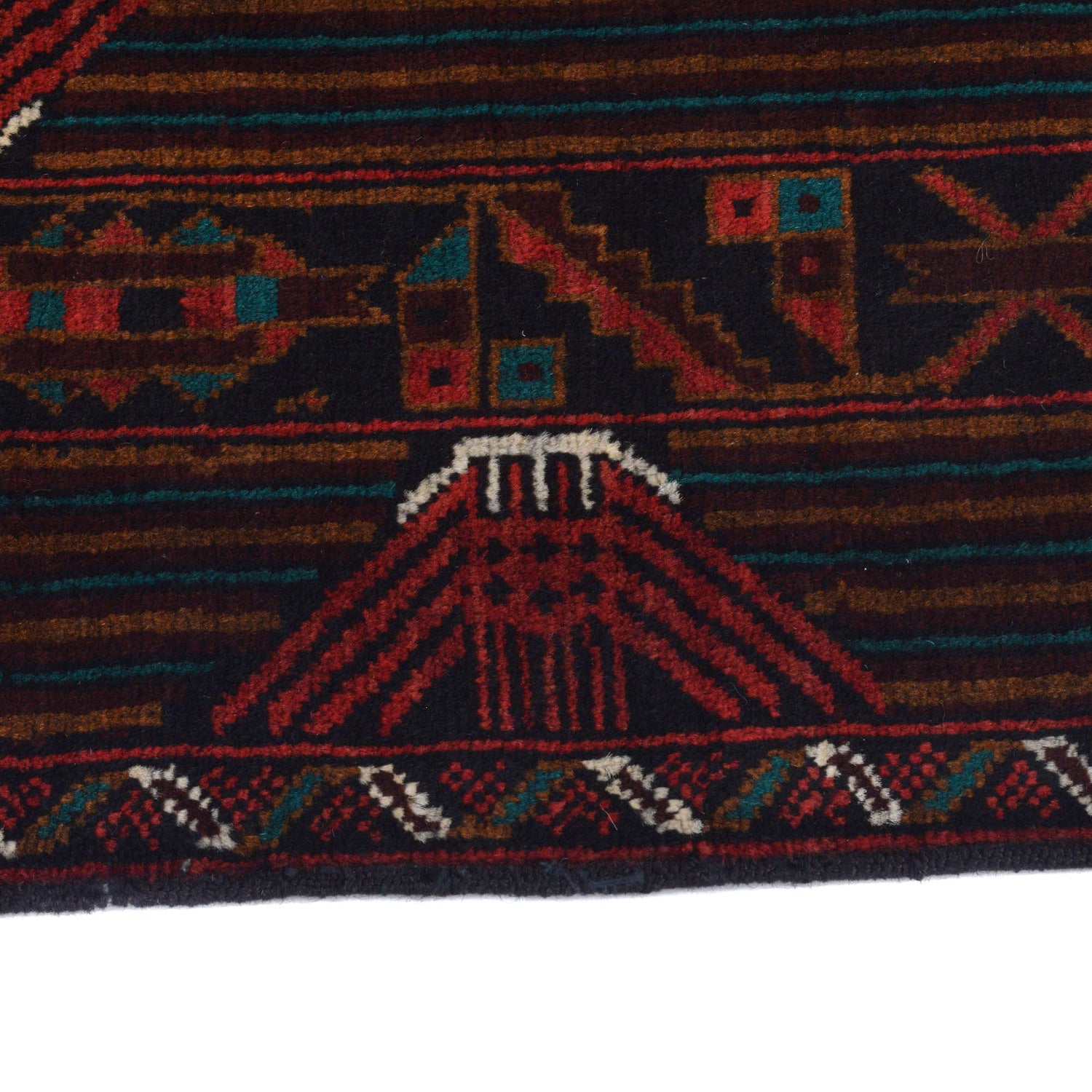 Baluchi Rug Handmade Multi Geometric 4x7 ft
