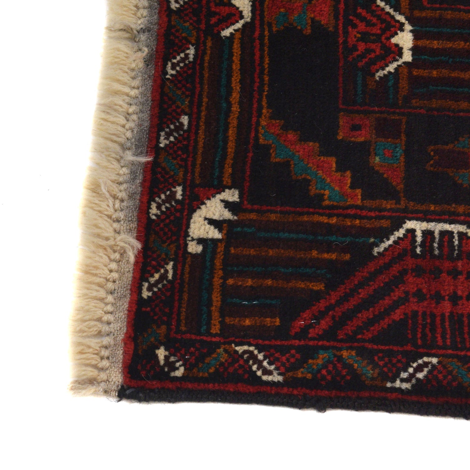 Baluchi Rug Handmade Multi Geometric 4x7 ft