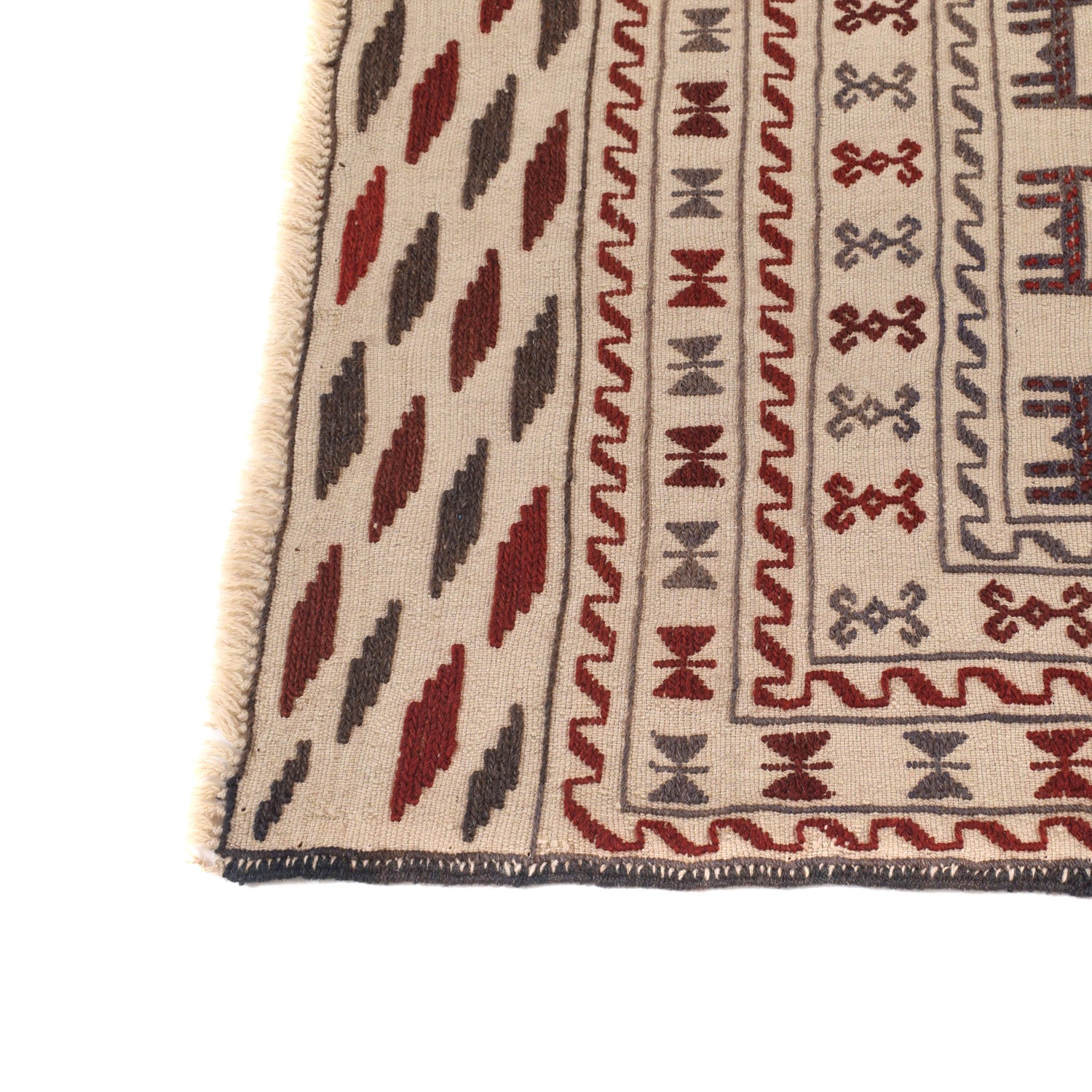 Soumak Kilim Area Rug Handmade White Pictorial 4x6 ft