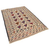 Soumak Kilim Area Rug Handmade White Pictorial 4x6 ft