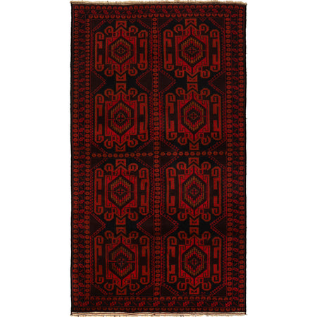Baluchi Rug Handmade Multi Geometric 4x7 ft
