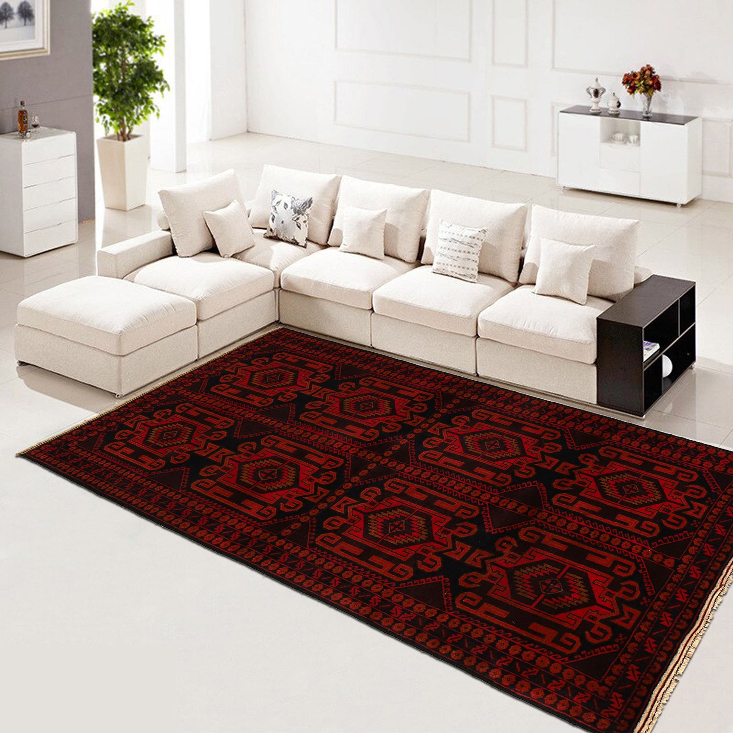 Baluchi Rug Handmade Multi Geometric 4x7 ft