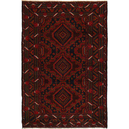 Baluchi Rug Handmade Multi Geometric 4x6 ft