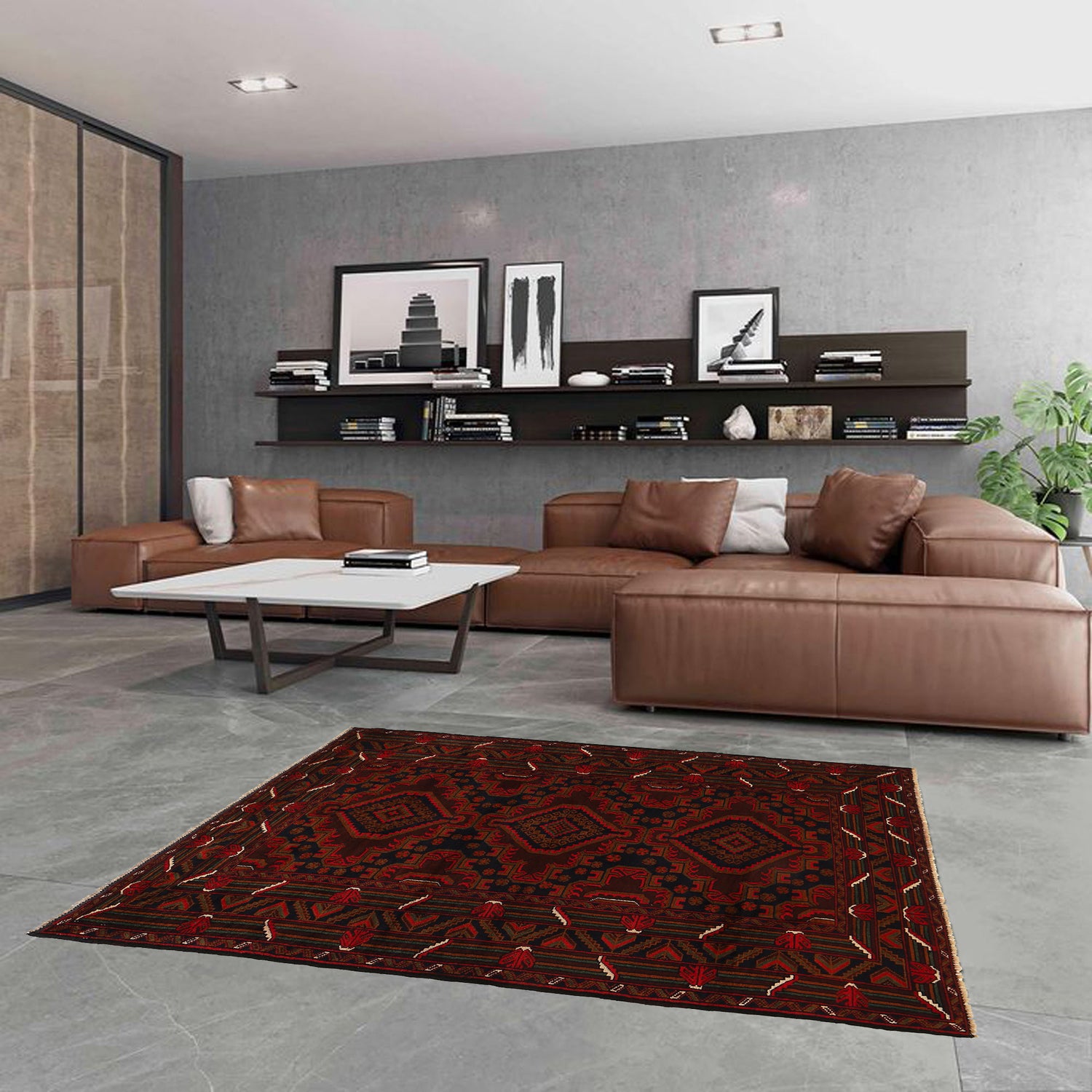Baluchi Rug Handmade Multi Geometric 4x6 ft