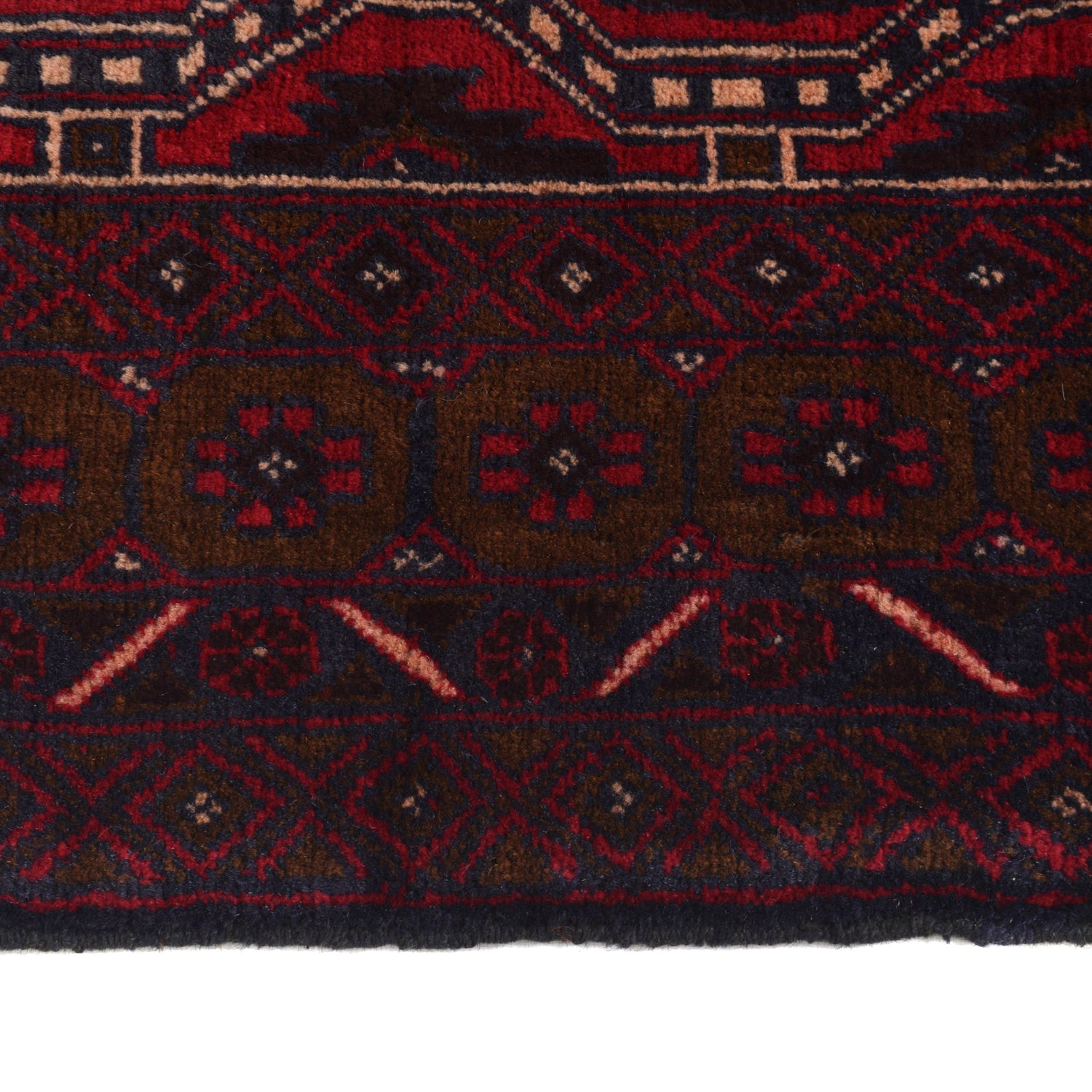 Baluchi Rug Handmade Red Geometric 4x6 ft
