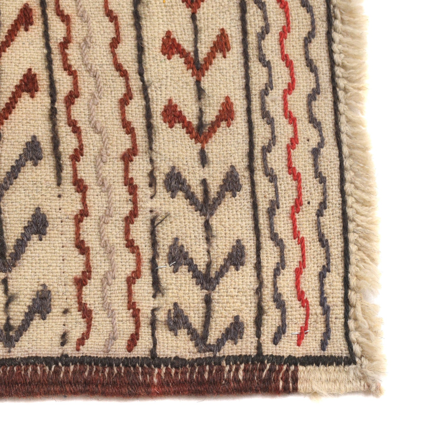 Soumak Kilim Area Rug Handmade White Pictorial 4x6 ft