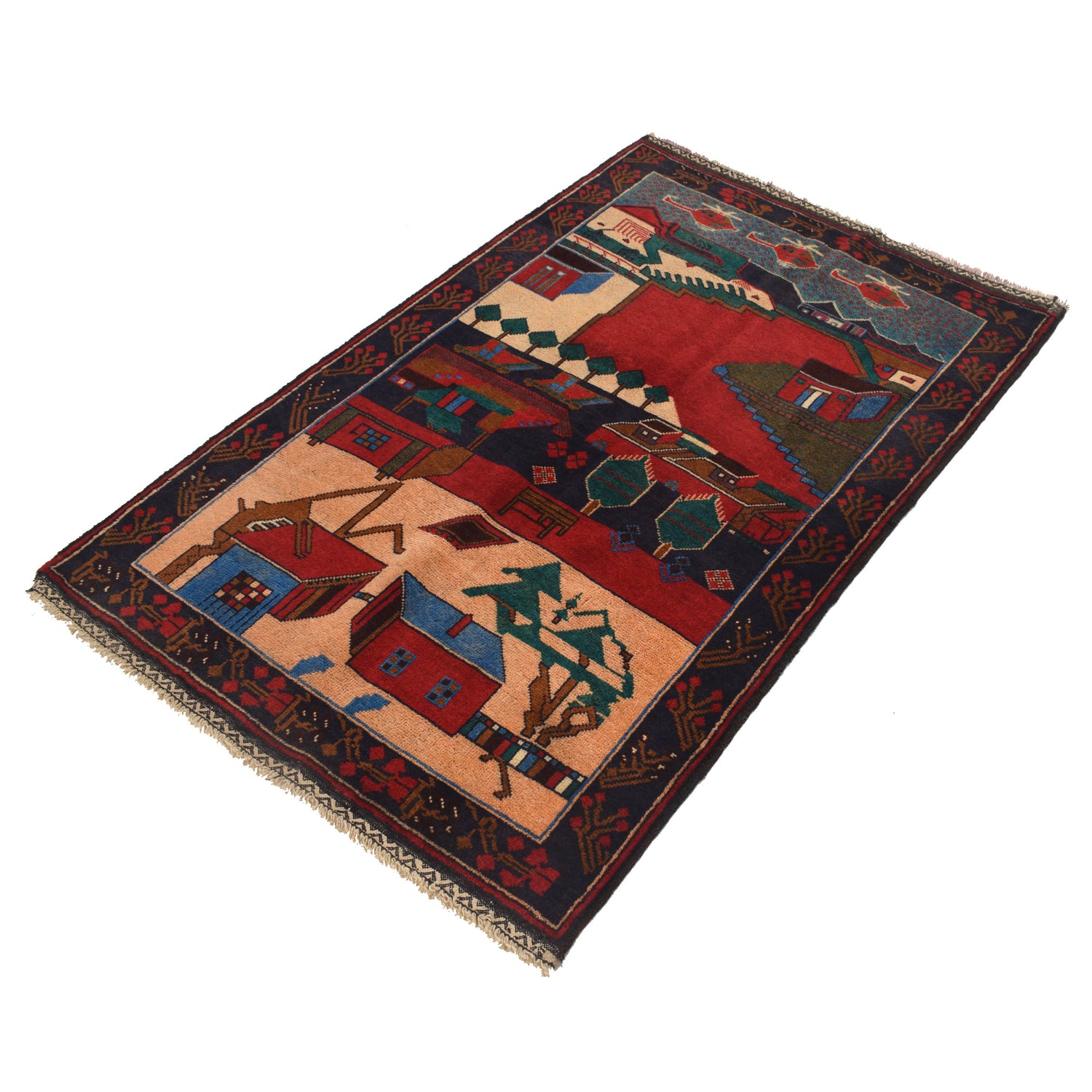 Pictorial Rug Handmade Multi Design