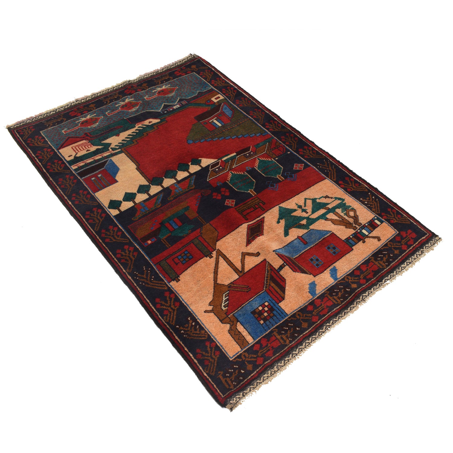 Pictorial Rug Handmade Multi Design