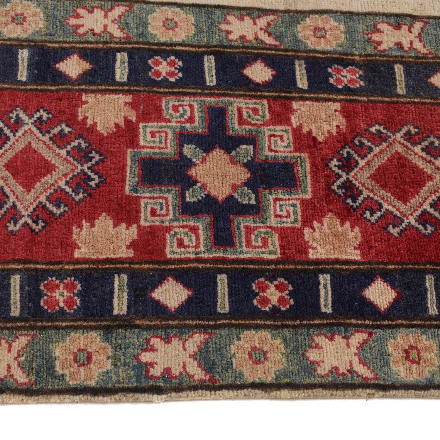 Kazak Rug Handmade Ivory Medallion 9x12 ft