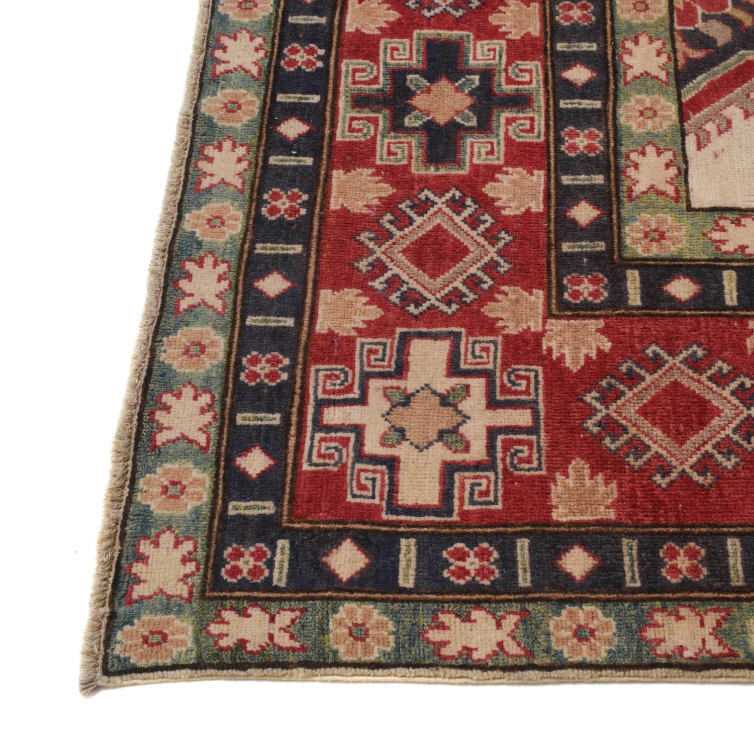 Kazak Rug Handmade Ivory Medallion 9x12 ft